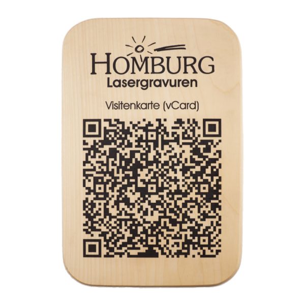 Holztafel Visitenkarte als QR Code (vCard) Homburg